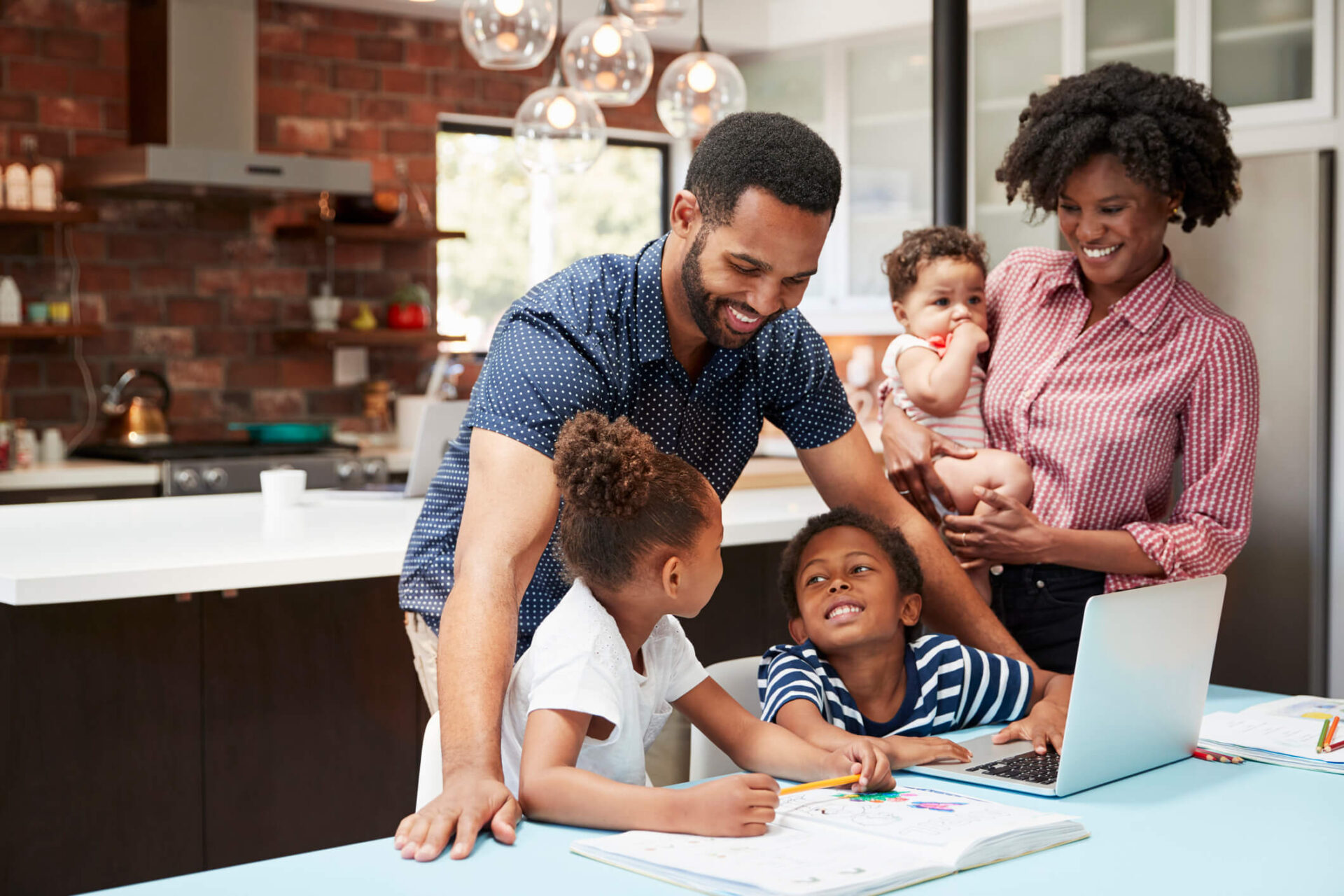 foster parents helping children with school learning